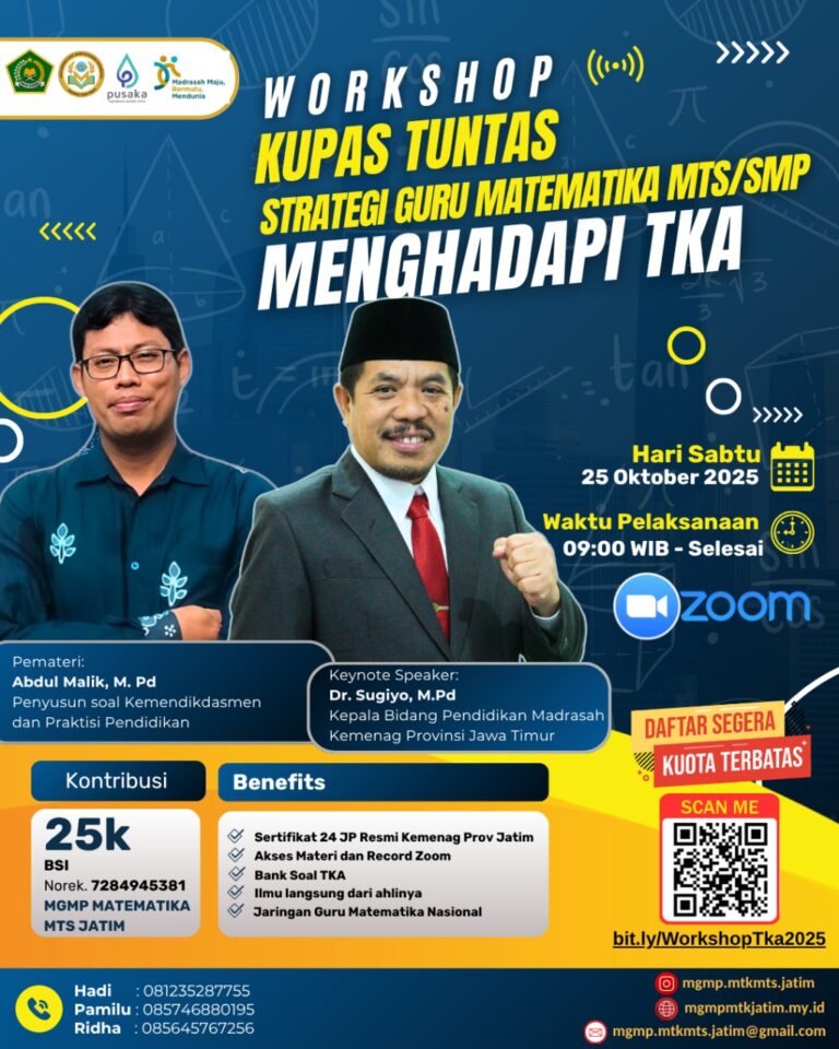 Workshop Kupas Tuntas Strategi Guru Matematika MTs/SMP Menghadapi TKA
